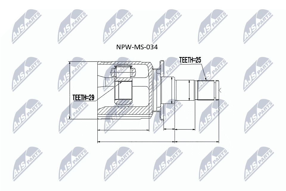 NTY Ledsæt, drivaksel NPW-MS-034 gearkasse-monteret for MITSUBISHI