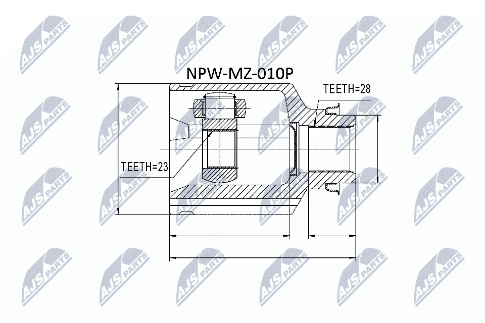 NTY Ledsæt, drivaksel npwmz010p gearkasse-monteret for MAZDA