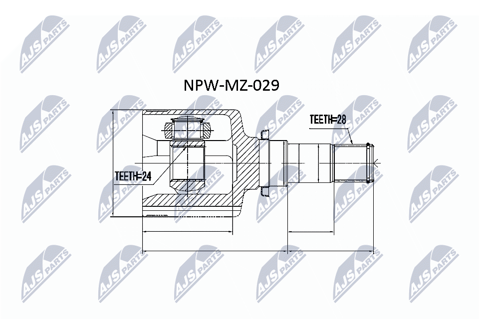 NTY Ledsæt, drivaksel npwmz029 gearkasse-monteret for MAZDA