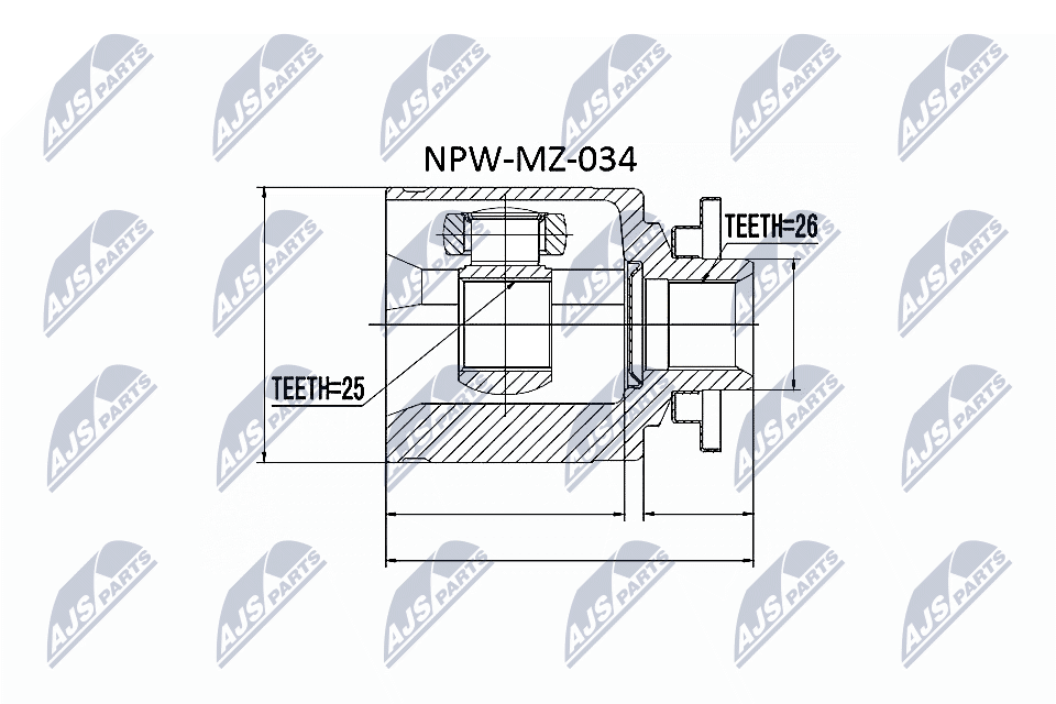 NTY Ledsæt, drivaksel npwmz034 gearkasse-monteret for FORD MAZDA
