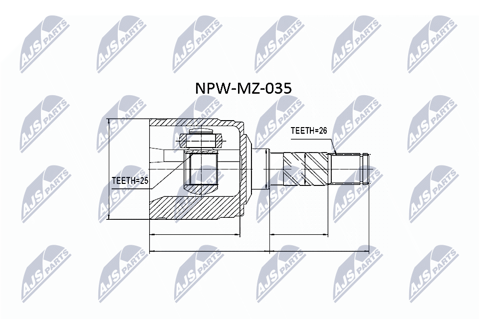 NTY Ledsæt, drivaksel NPW-MZ-035 højre foraksel for FORD MAZDA