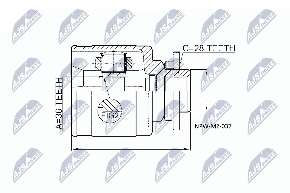 NTY Ledsæt, drivaksel npwmz037 gearkasse-monteret for FORD MAZDA