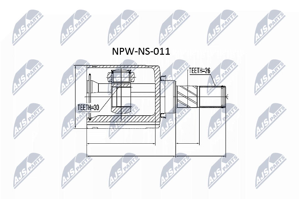 NTY Ledsæt, drivaksel NPW-NS-011 gearkasse-monteret for NISSAN