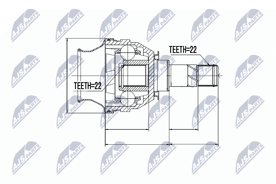 NTY Ledsæt, drivaksel NPW-PL-026 gearkasse-monteret for OPEL VAUXHALL GENERAL MOTORS