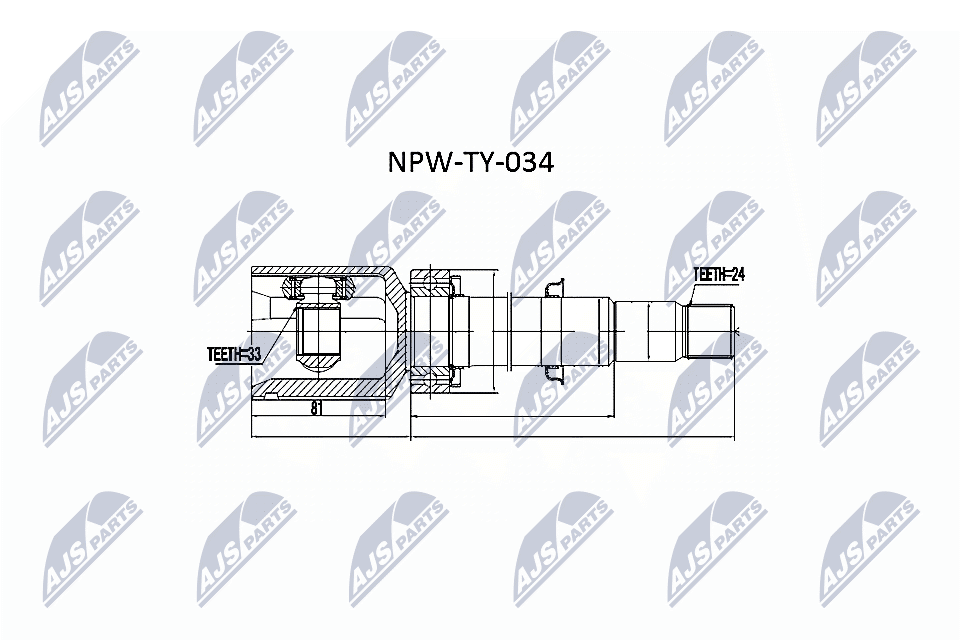 NTY Ledsæt, drivaksel NPW-TY-034 gearkasse-monteret for TOYOTA