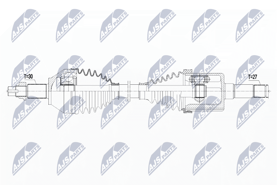 NTY Drivaksel npwar008 venstre foraksel for ALFA ROMEO