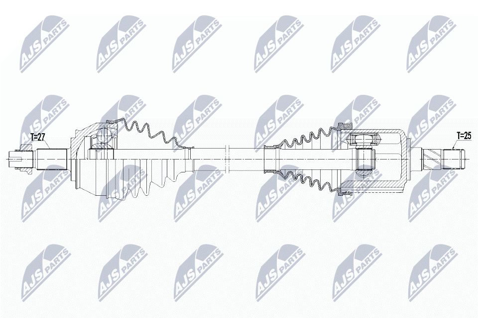 NTY Drivaksel npwar012 venstre foraksel for ALFA ROMEO