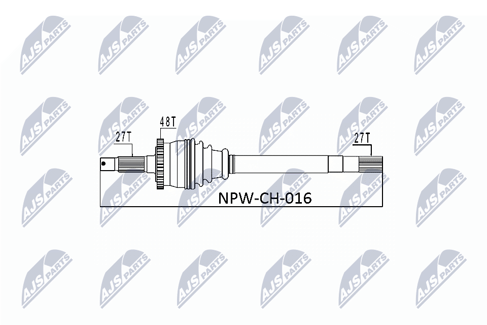 NTY Drivaksel npwch016 højre foraksel for DAEWOO JEEP