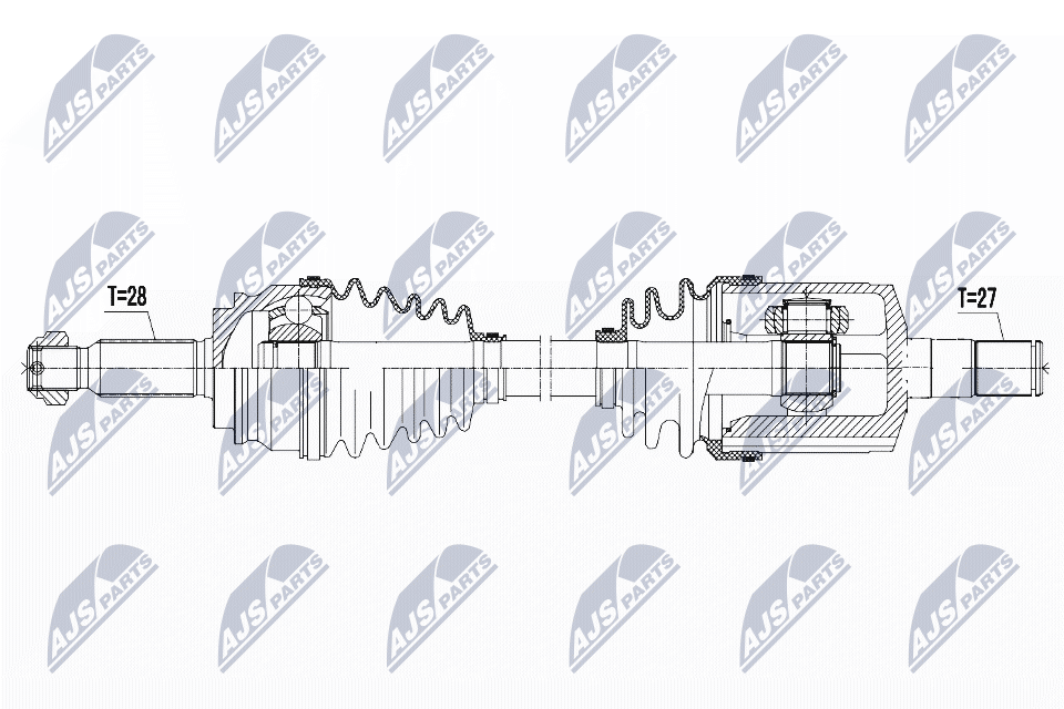 NTY Drivaksel npwch052 venstre foraksel for JEEP