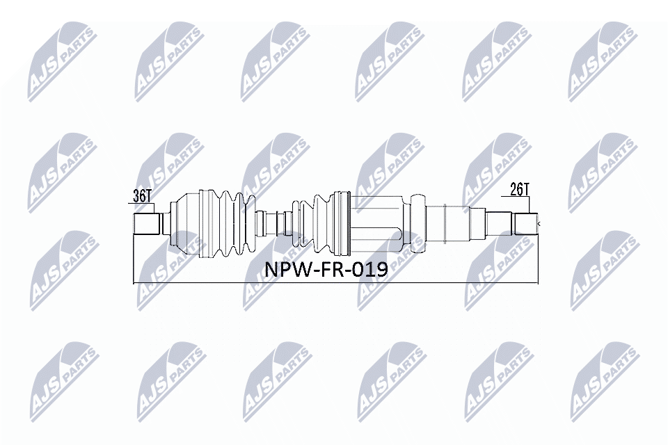 NTY Drivaksel npwfr019 højre foraksel for FORD VOLVO