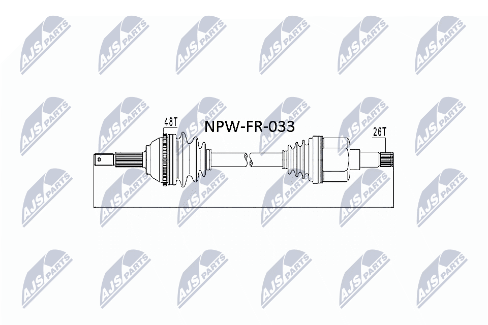 NTY Drivaksel npwfr033 venstre foraksel for FORD