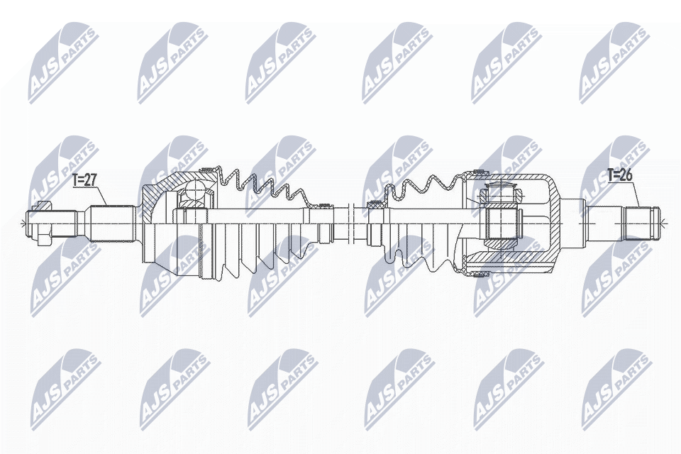 NTY Drivaksel npwfr109 venstre foraksel for FORD