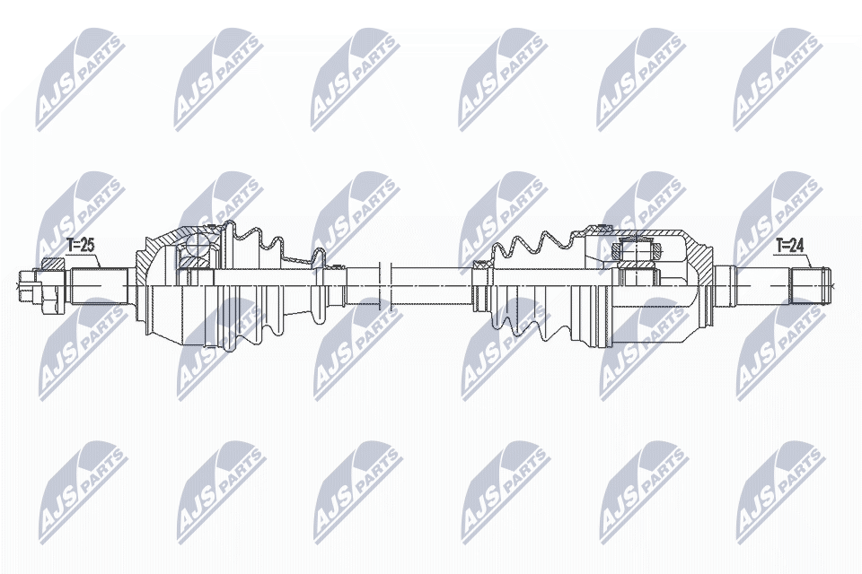 NTY Drivaksel npwft047 venstre foraksel for FIAT