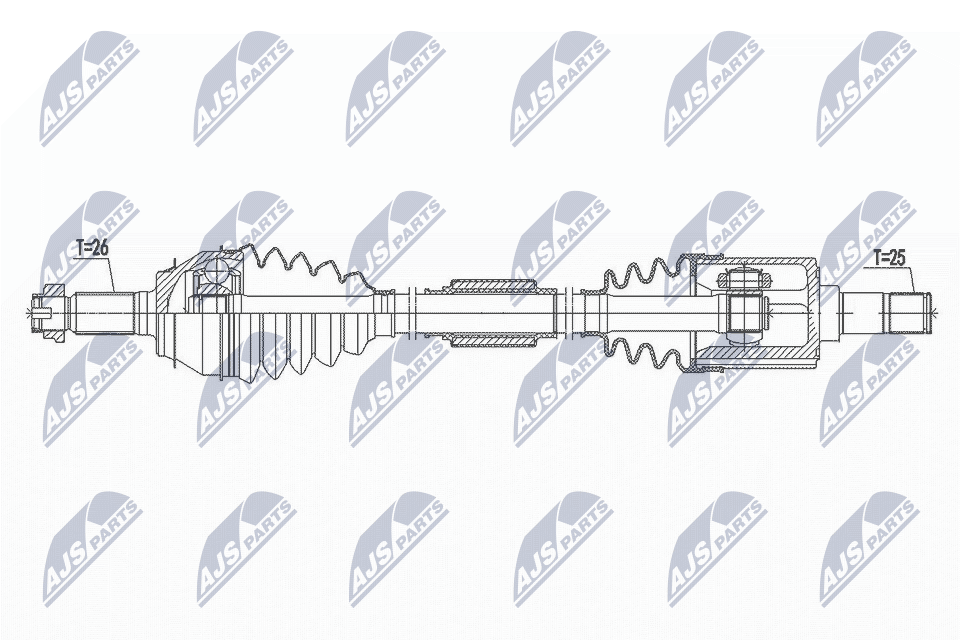 NTY Drivaksel npwhd054 venstre foraksel for HONDA