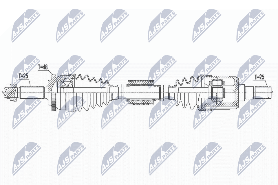 NTY Drivaksel npwhy555 venstre foraksel for HYUNDAI