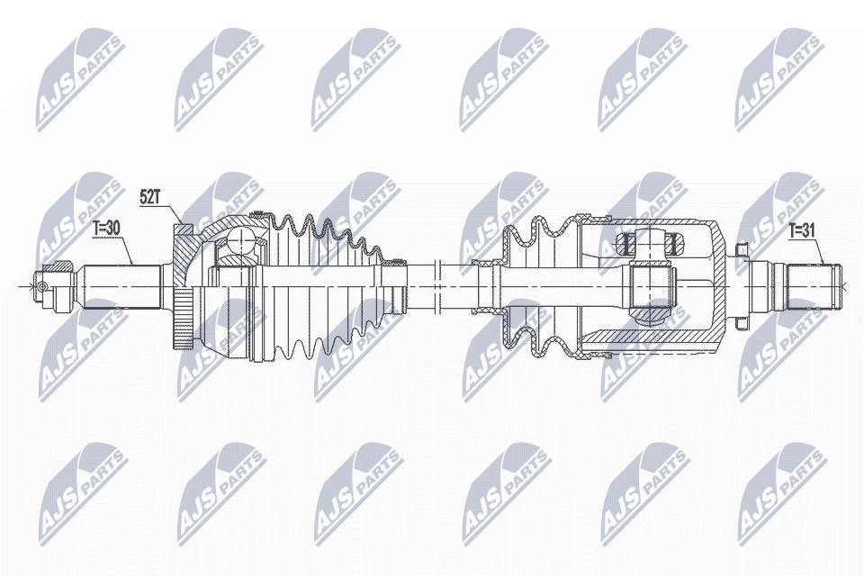 NTY Drivaksel npwhy561 venstre foraksel for HYUNDAI
