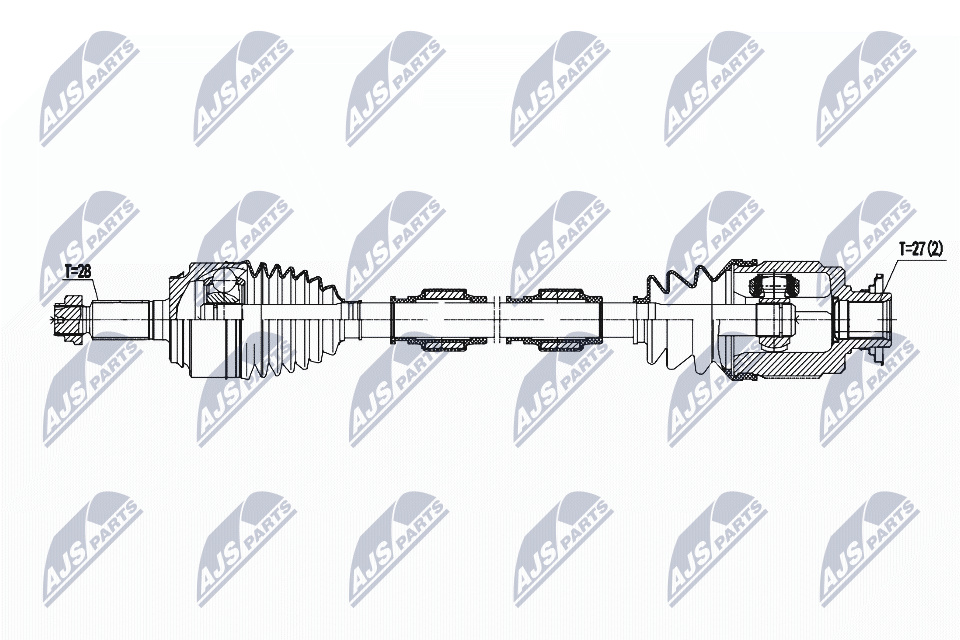 NTY Drivaksel npwhd075 venstre foraksel for HONDA