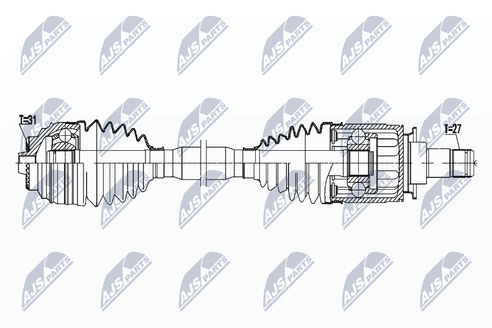 NTY Drivaksel npwbm182 Bagaksel venstre for BMW