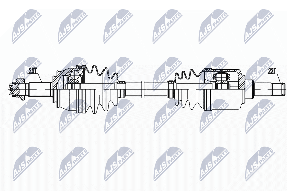 NTY Drivaksel npwft075 venstre foraksel for FIAT
