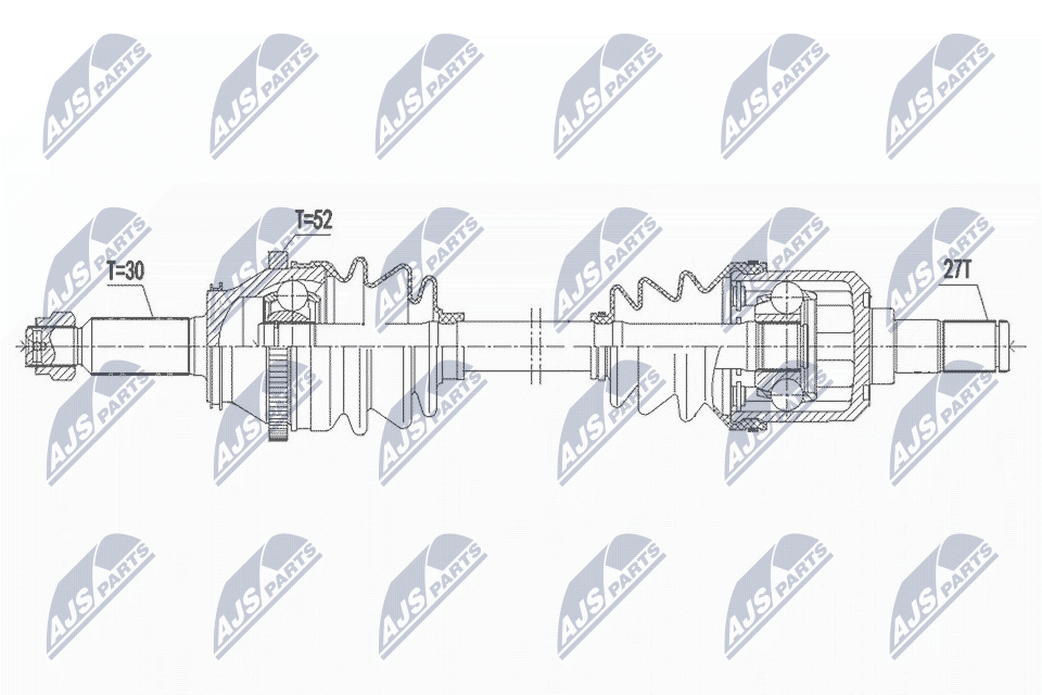 NTY Drivaksel npwhy601 Bagaksel højre for HYUNDAI