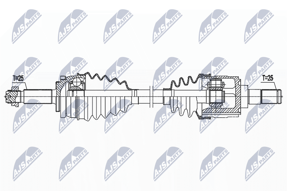 NTY Drivaksel npwhy618 venstre foraksel for HYUNDAI