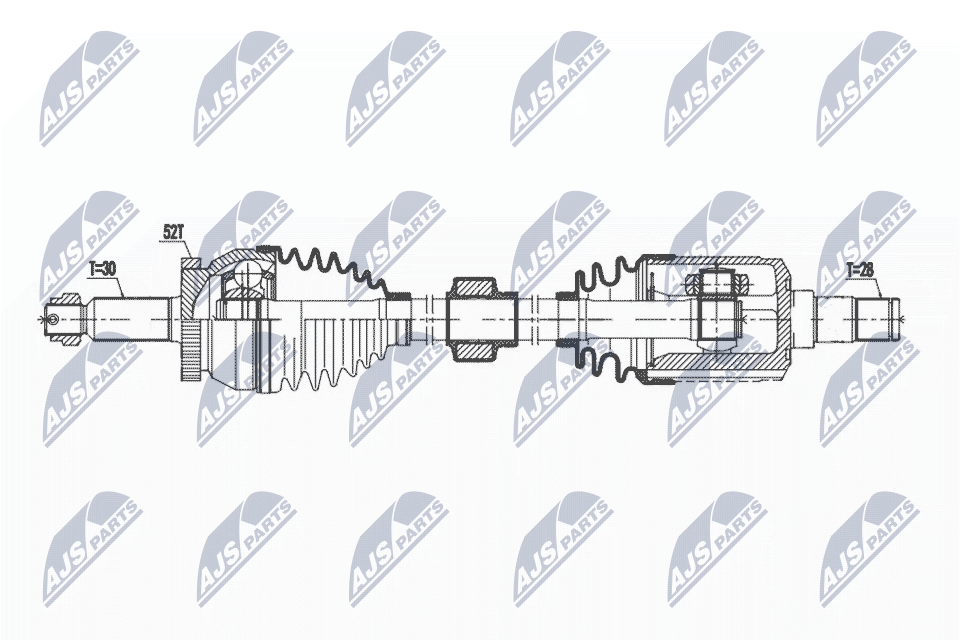 NTY Drivaksel npwhy625 venstre foraksel for HYUNDAI