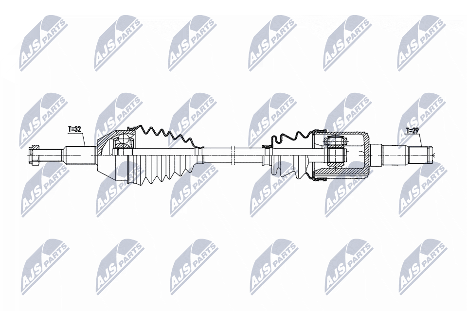 NTY Drivaksel npwch159 venstre foraksel for CHRYSLER