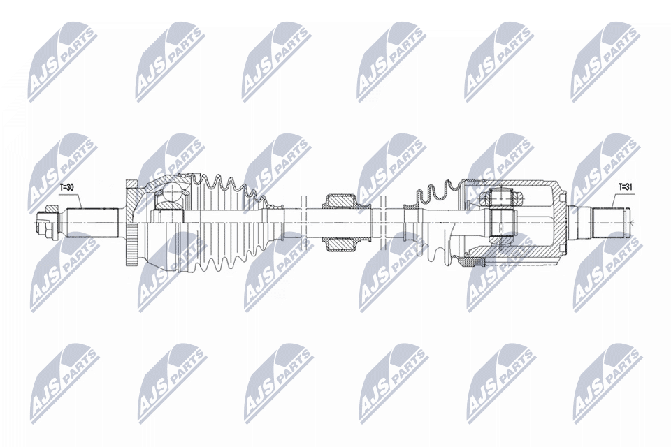 NTY Drivaksel npwhy638 venstre foraksel for HYUNDAI