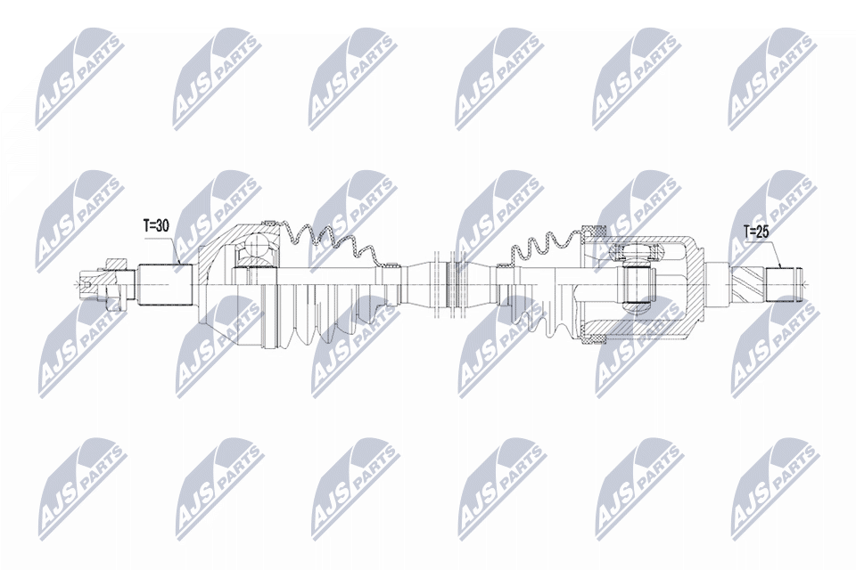 NTY Drivaksel npwar030 venstre foraksel for ALFA ROMEO