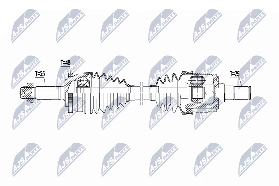 NTY Drivaksel npwhy629 venstre foraksel for HYUNDAI