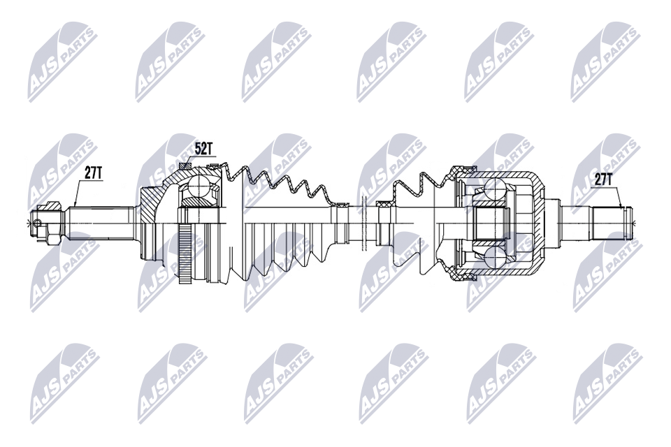NTY Drivaksel npwhy657 venstre foraksel for HYUNDAI
