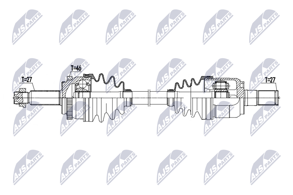 NTY Drivaksel npwhy659 venstre foraksel for HYUNDAI