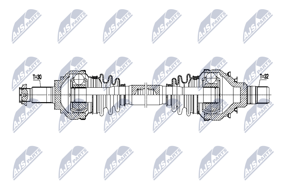 NTY Drivaksel npwbm219 Bagaksel venstre for BMW