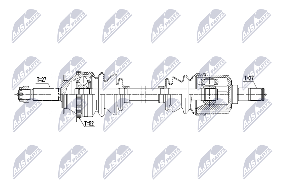NTY Drivaksel npwhy671 venstre foraksel for HYUNDAI
