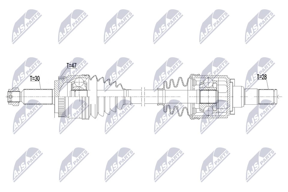 NTY Drivaksel npwhy672 Bagaksel venstre for HYUNDAI