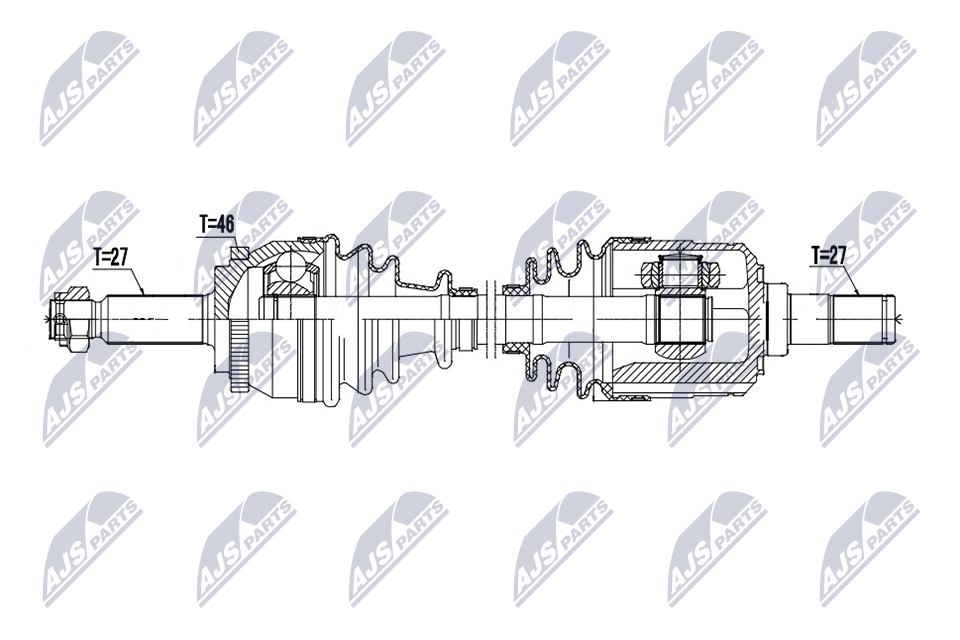 NTY Drivaksel npwhy655 venstre foraksel for HYUNDAI