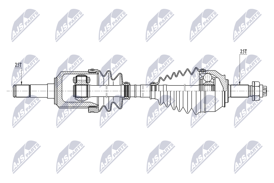 NTY Drivaksel npwar028 venstre foraksel for ALFA ROMEO
