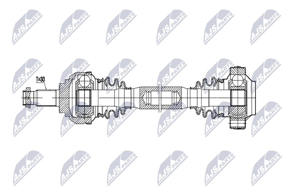 NTY Drivaksel npwbm217 Bagaksel venstre for BMW