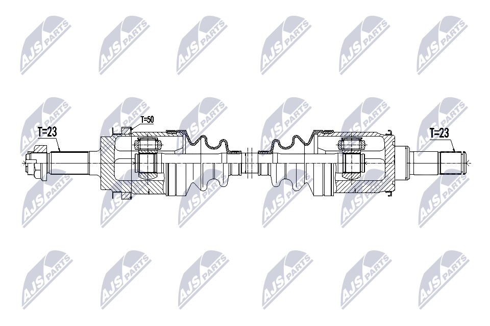 NTY Drivaksel npwhd100 Bagaksel venstre for HONDA