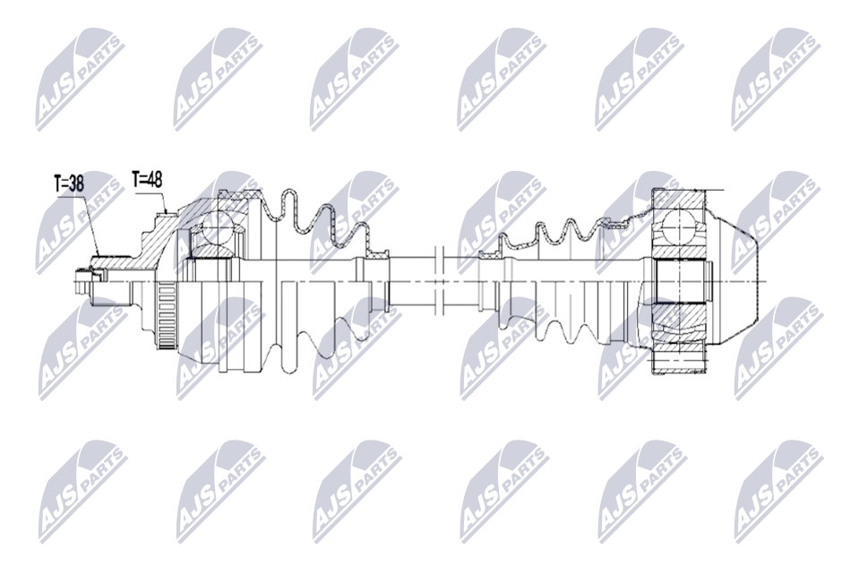 NTY Drivaksel npwfr231 venstre foraksel for FORD VW