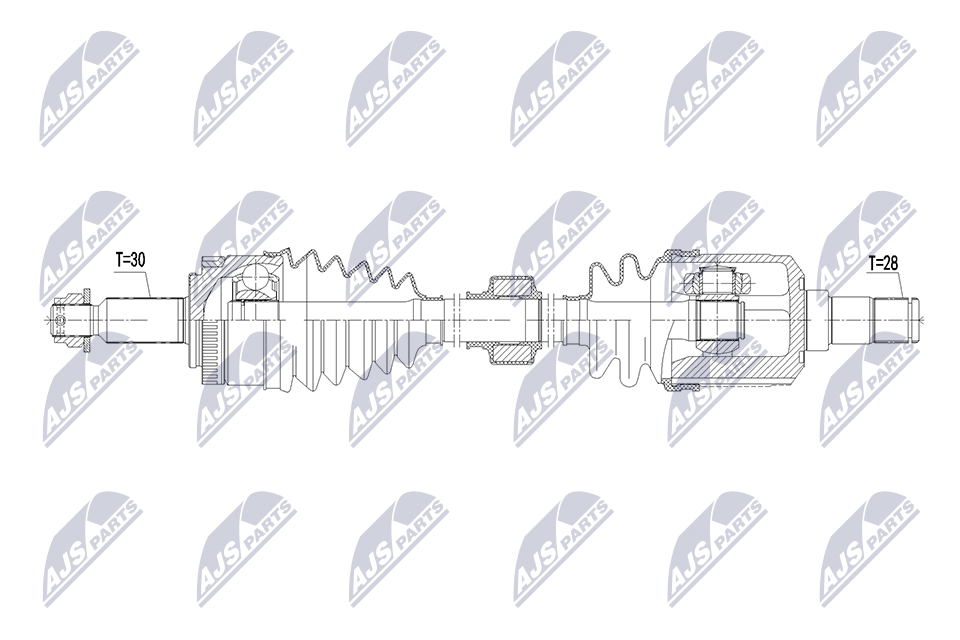 NTY Drivaksel npwhy689 venstre foraksel for HYUNDAI