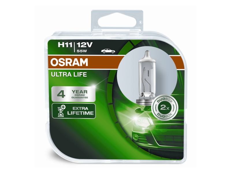 Pære H11 Ultra Life 55 W [12 V] (2 stk.), OSRAM, 12 V