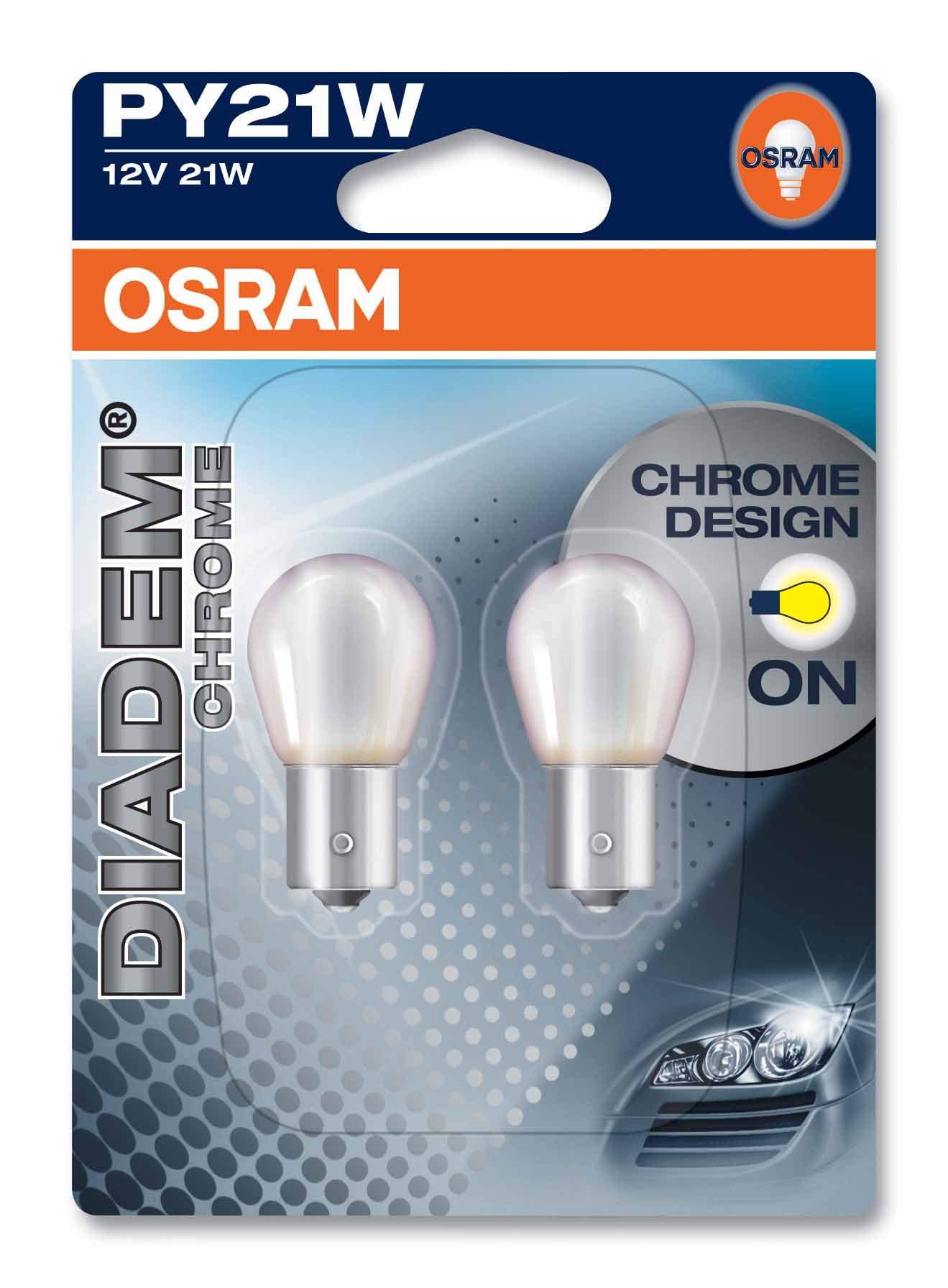Pære PY21W Diadem® Chrome 21 W [12 V] (2 stk.), OSRAM, 12 V