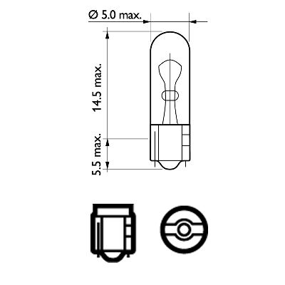 PHILIPS Pære, instrumentbelysning 12516cp Glassokkellampe for DAF VOLVO OPEL VW AUDI YAMAHA