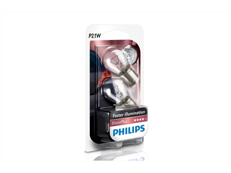Pære P21W VisionPlus 21 W [12 V] (2 stk.), PHILIPS, 12 V