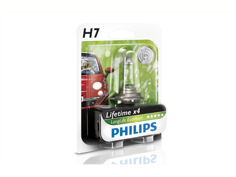Pære H7 LongLife EcoVision 55 W [12 V] (1 stk.), PHILIPS, 12 V