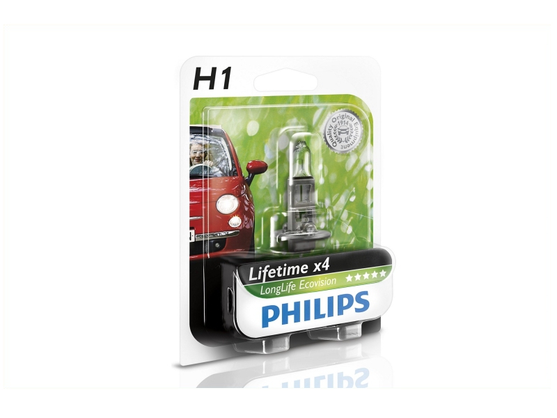 Pære H1 LongLife EcoVision 55 W [12 V] (1 stk.), PHILIPS, 12 V