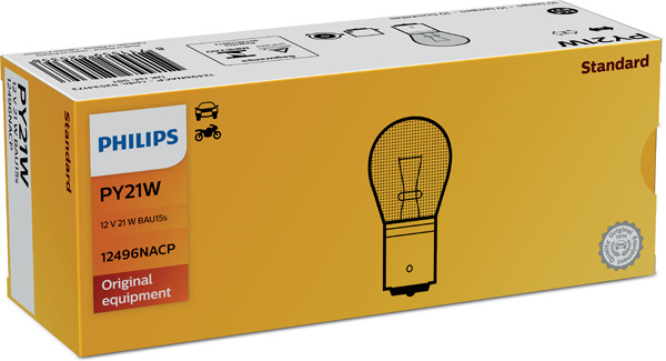 PHILIPS Pære, blinklys 12496nacp Kuglelampe for YAMAHA VOLVO CITROËN BAIC SEAT VW MERCEDES-BENZ SMART SKODA RENAULT MITSUBISHI LAND ROVER MINI MERCED