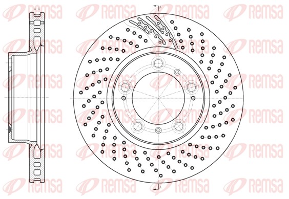 REMSA Bremseskive 61133.11 højre foraksel ventileret 318mm 28mm for PORSCHE