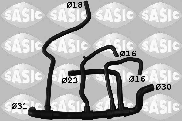 SASIC Kølerslange 3404140 nede til venstre for OPEL RENAULT
